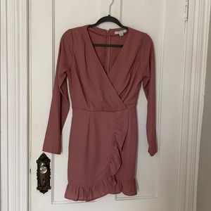 Long sleeve rose colored dress